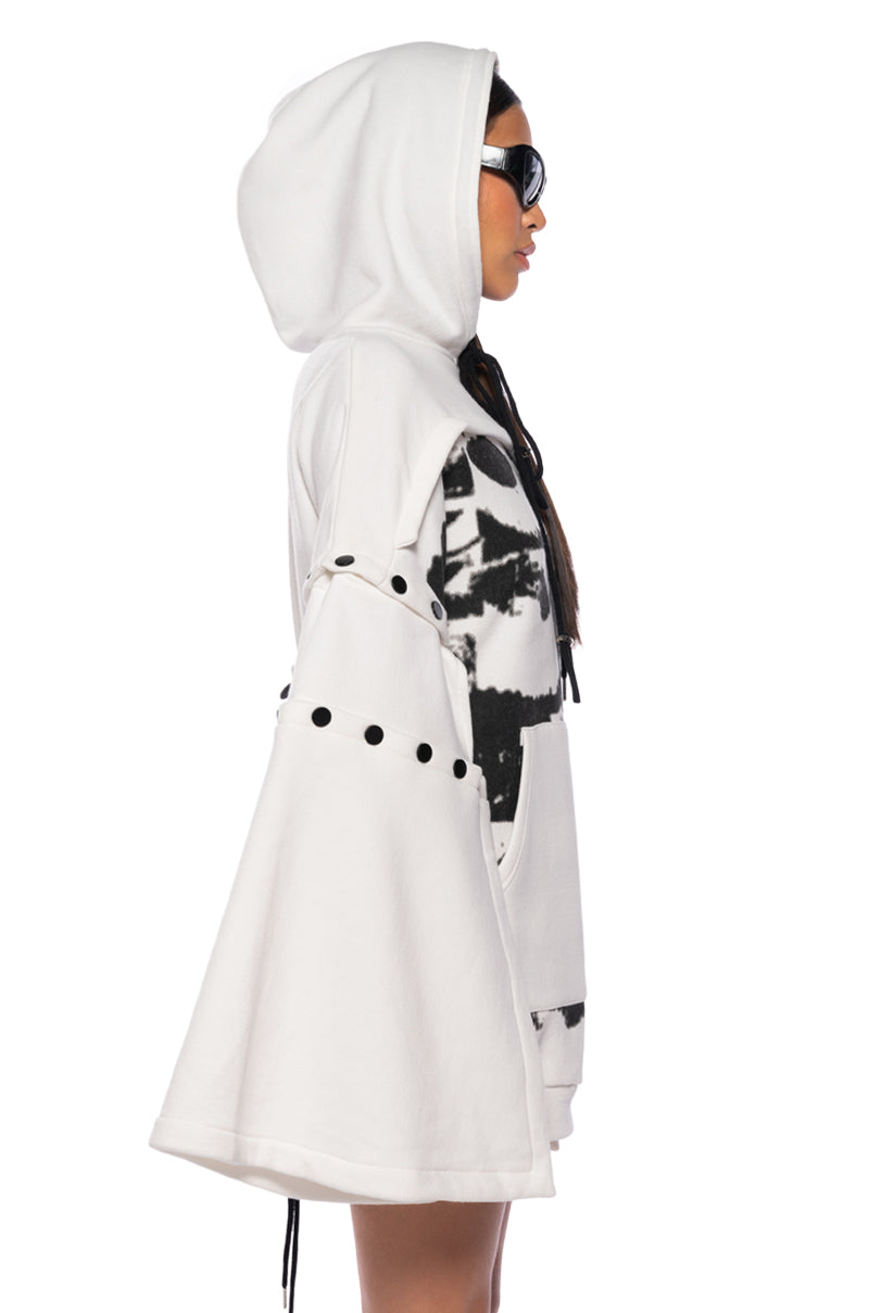 In The Works Bell Sleeve Hoodie Dress