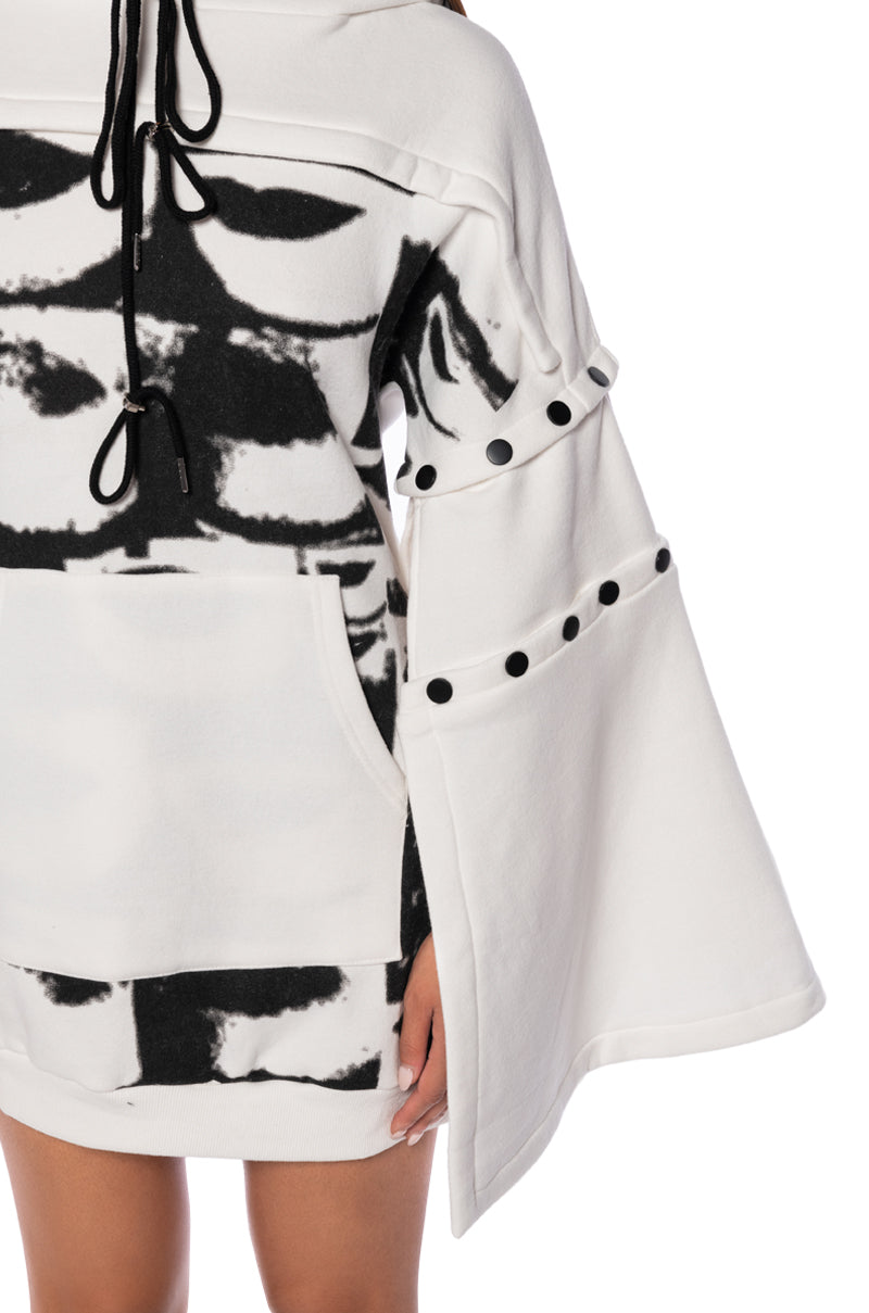In The Works Bell Sleeve Hoodie Dress