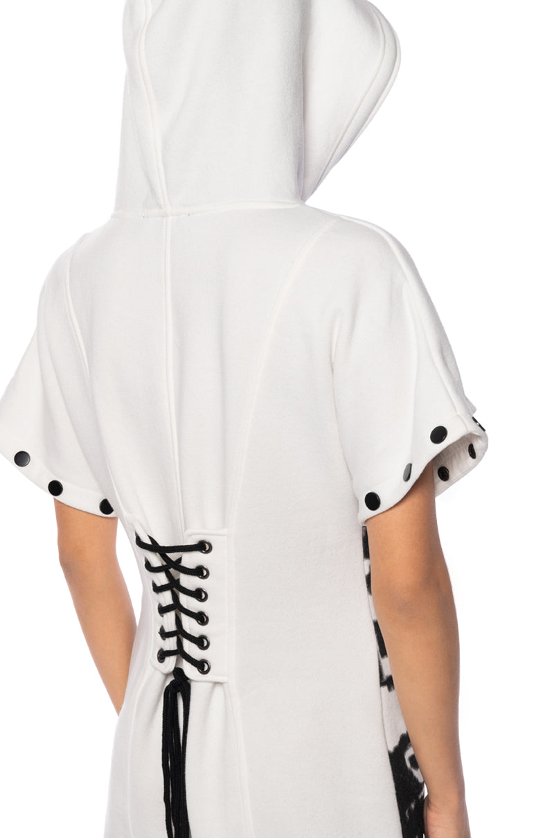 In The Works Bell Sleeve Hoodie Dress