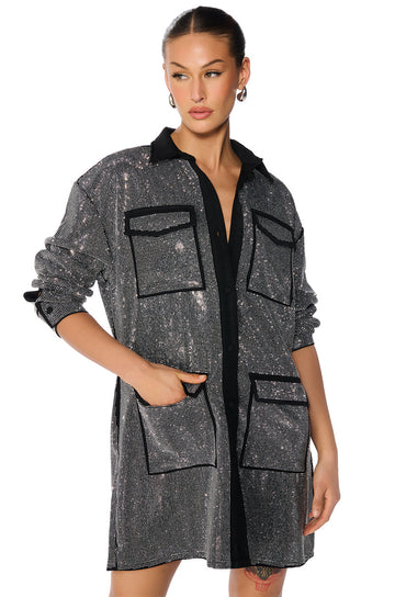 Its A Party Embellished Mini Shirt Dress
