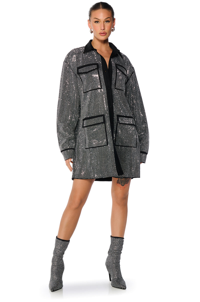 Its A Party Embellished Mini Shirt Dress