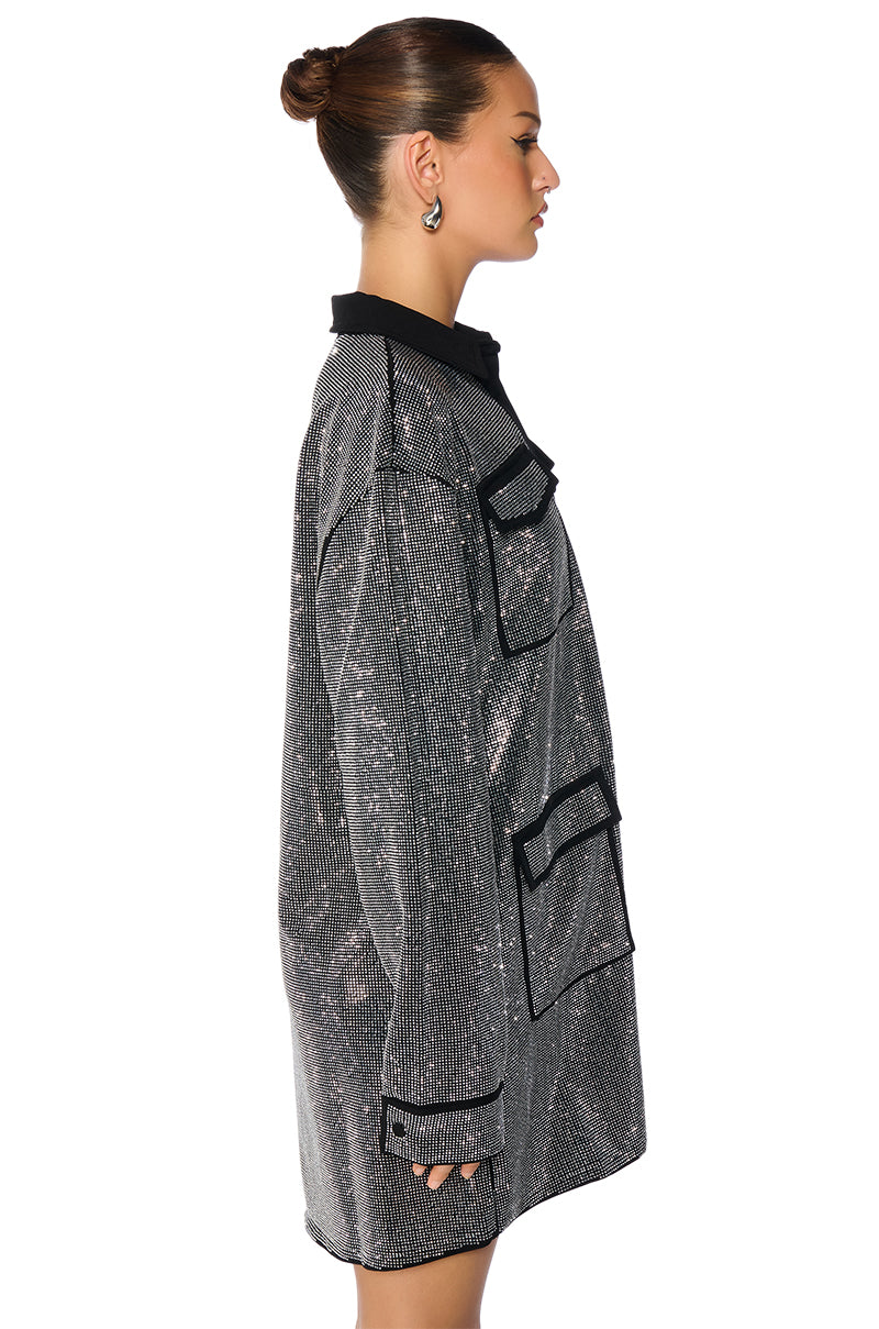 Its A Party Embellished Mini Shirt Dress