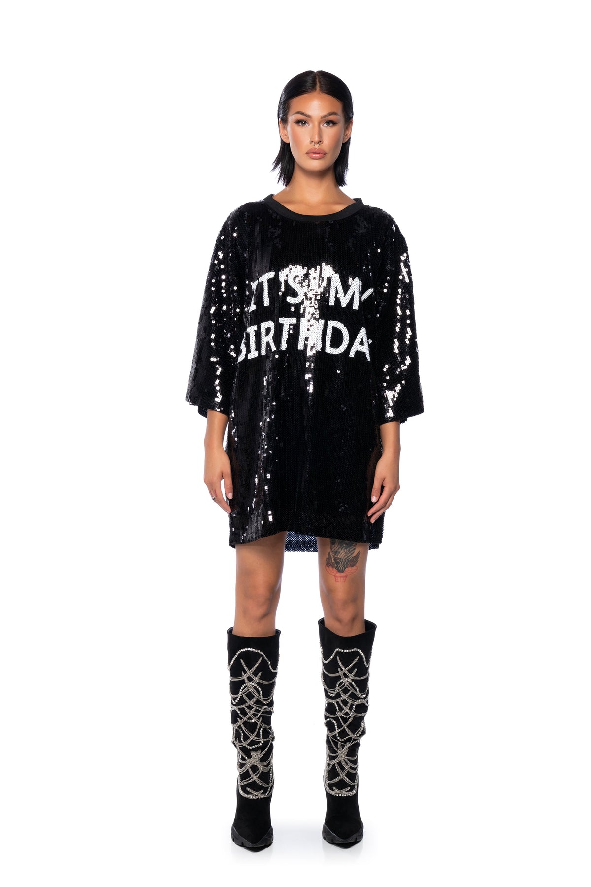 Its My Birthday Sequin Tshirt Dress