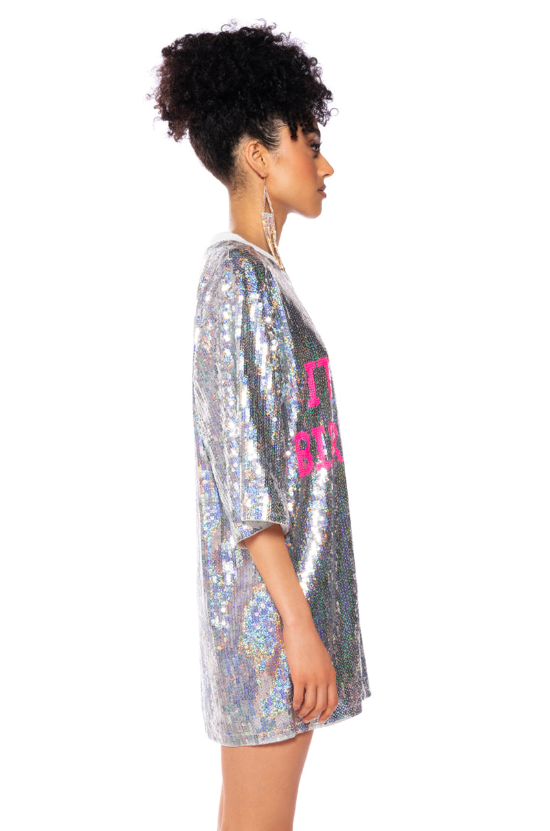 Its My Birthday Sequin Tshirt Dress