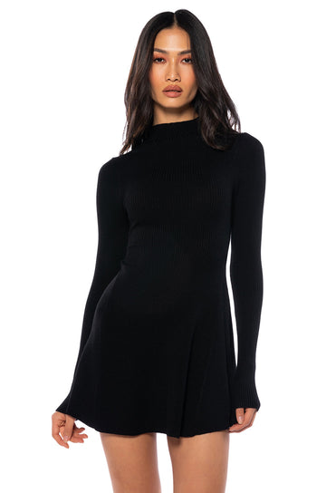 Jacie Mock Collar Knit Mini Dress