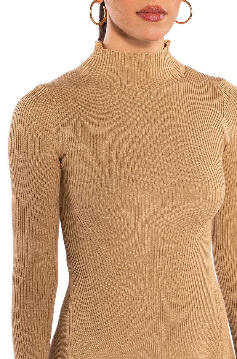 Jacie Mock Collar Knit Mini Dress