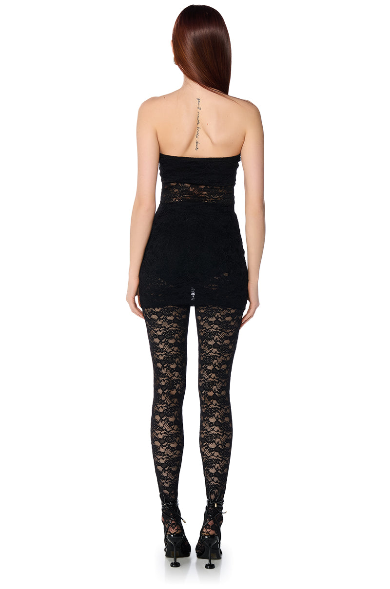Kara Lace Mini Dress And Tight Set