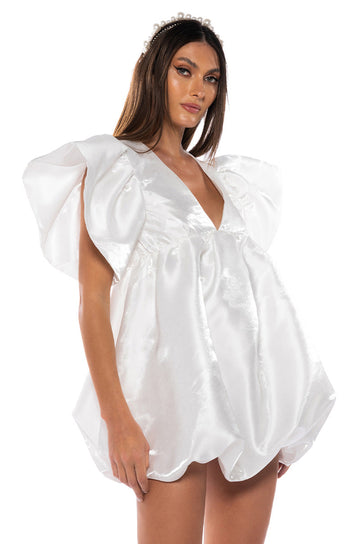 Keep It Simple Baby Doll Ruffle Sleeve Mini Dress