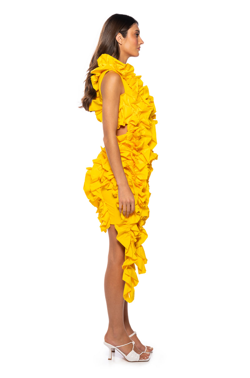 Kelsey Ruffle Open Back Mini Dress