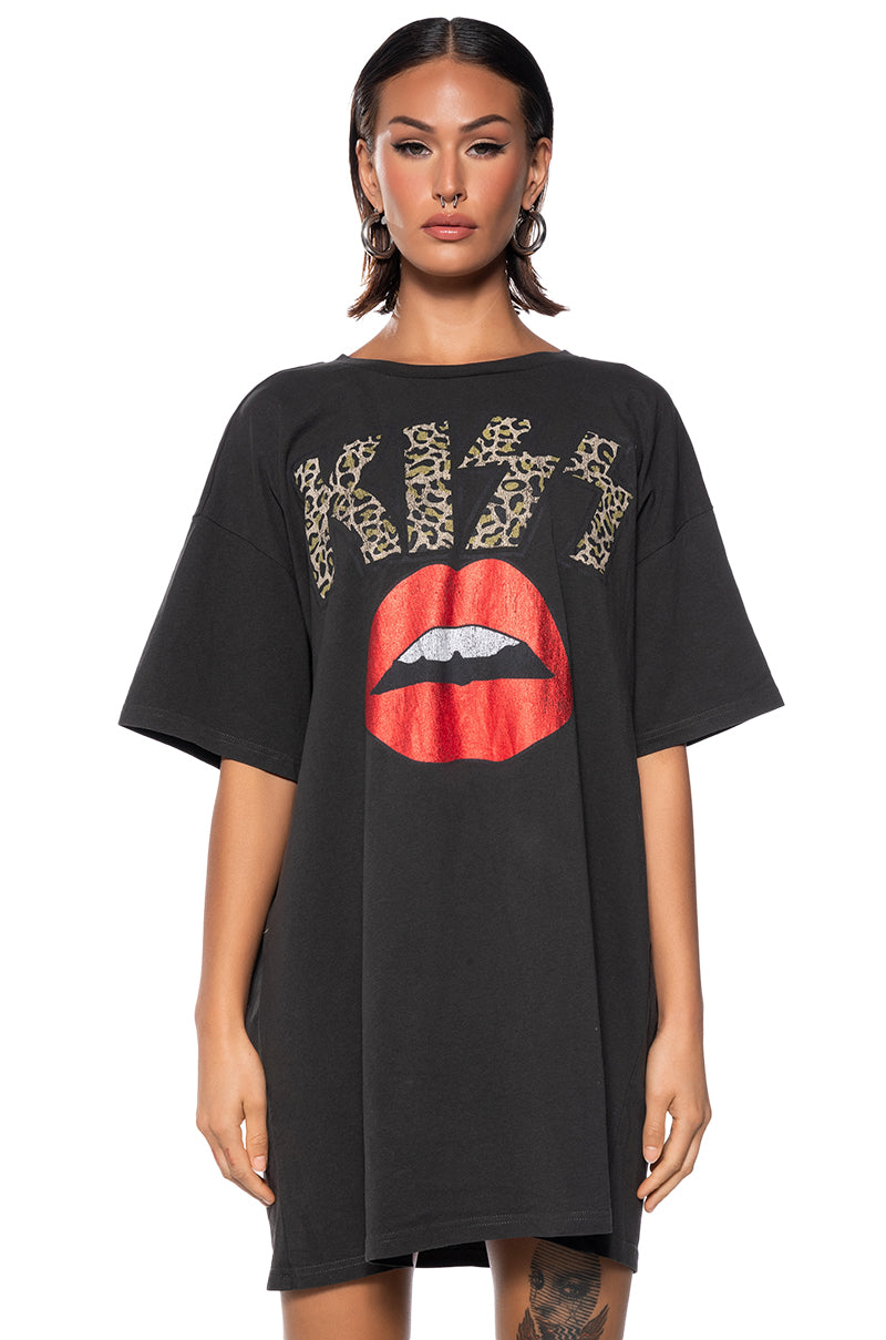 Kiss Oversized Long Sleeve Shirt Dress
