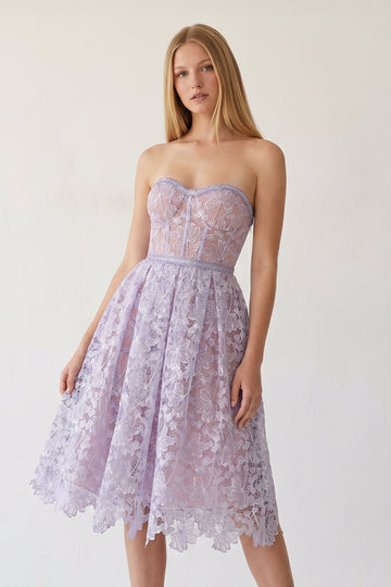 Purple Sweetheart A Line Corset Party Dress With Applique
