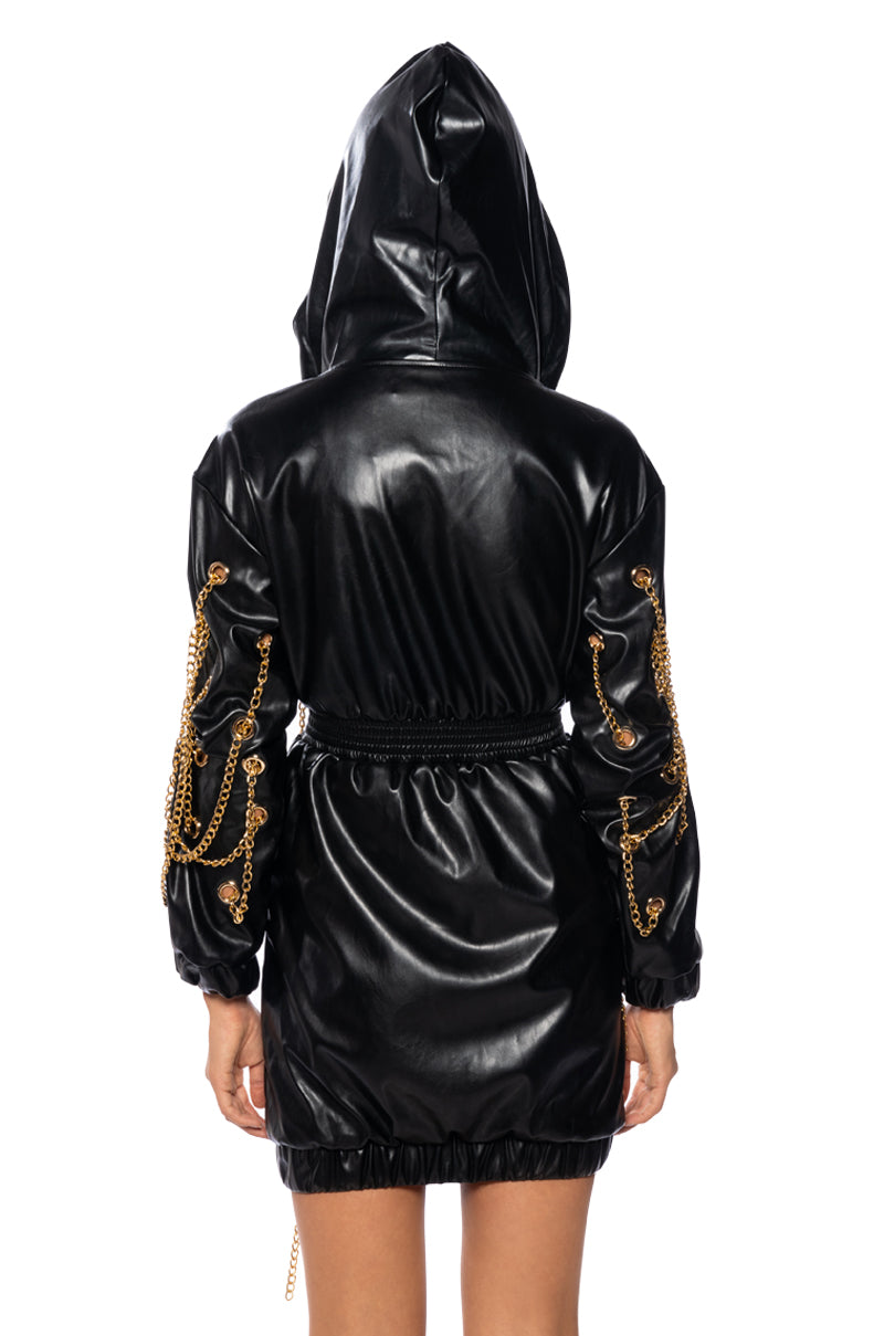 Lets Link Up Chain Pu Mini Dress