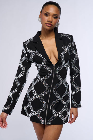 Look At Me Rhinestone Blazer Dress