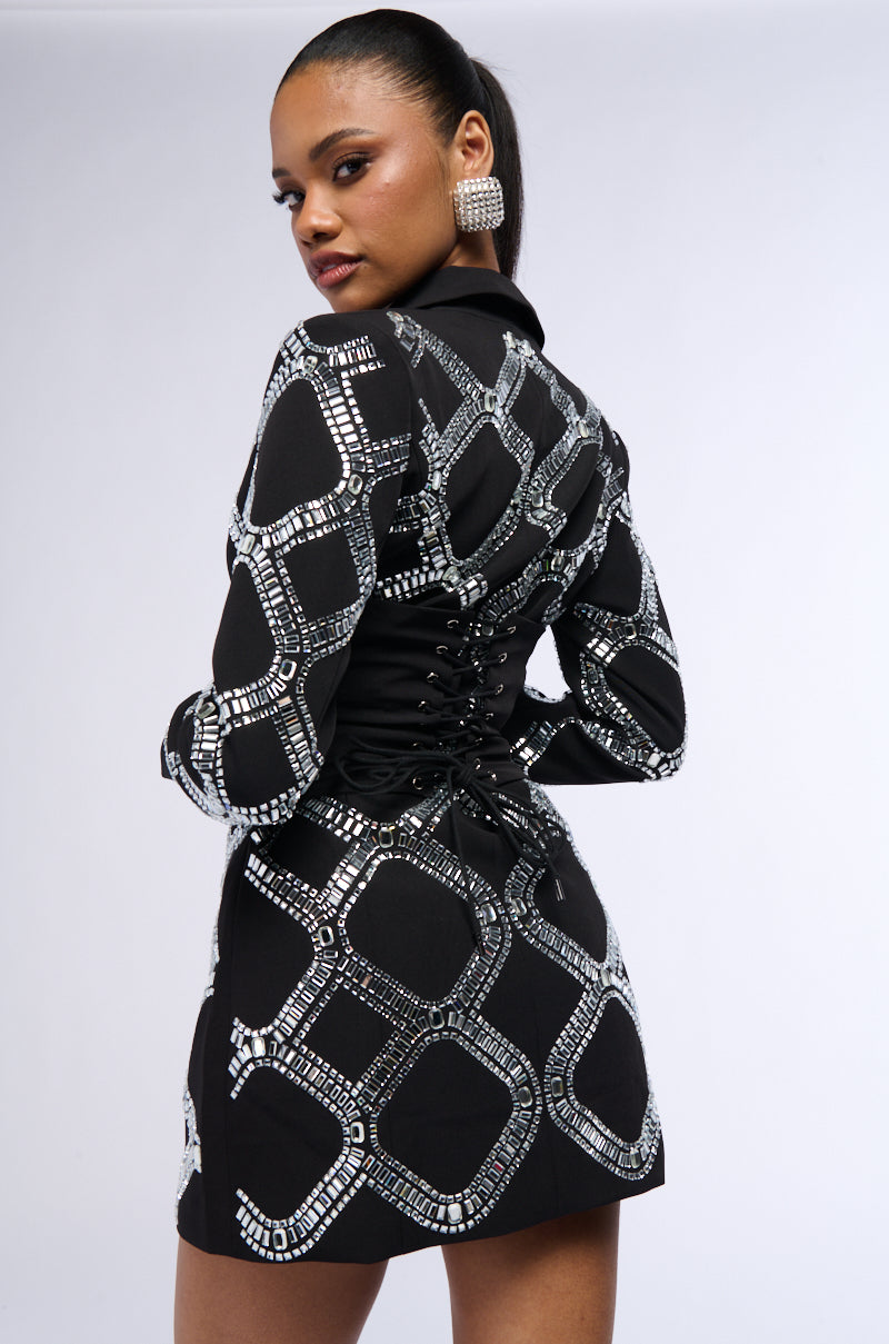 Look At Me Rhinestone Blazer Dress