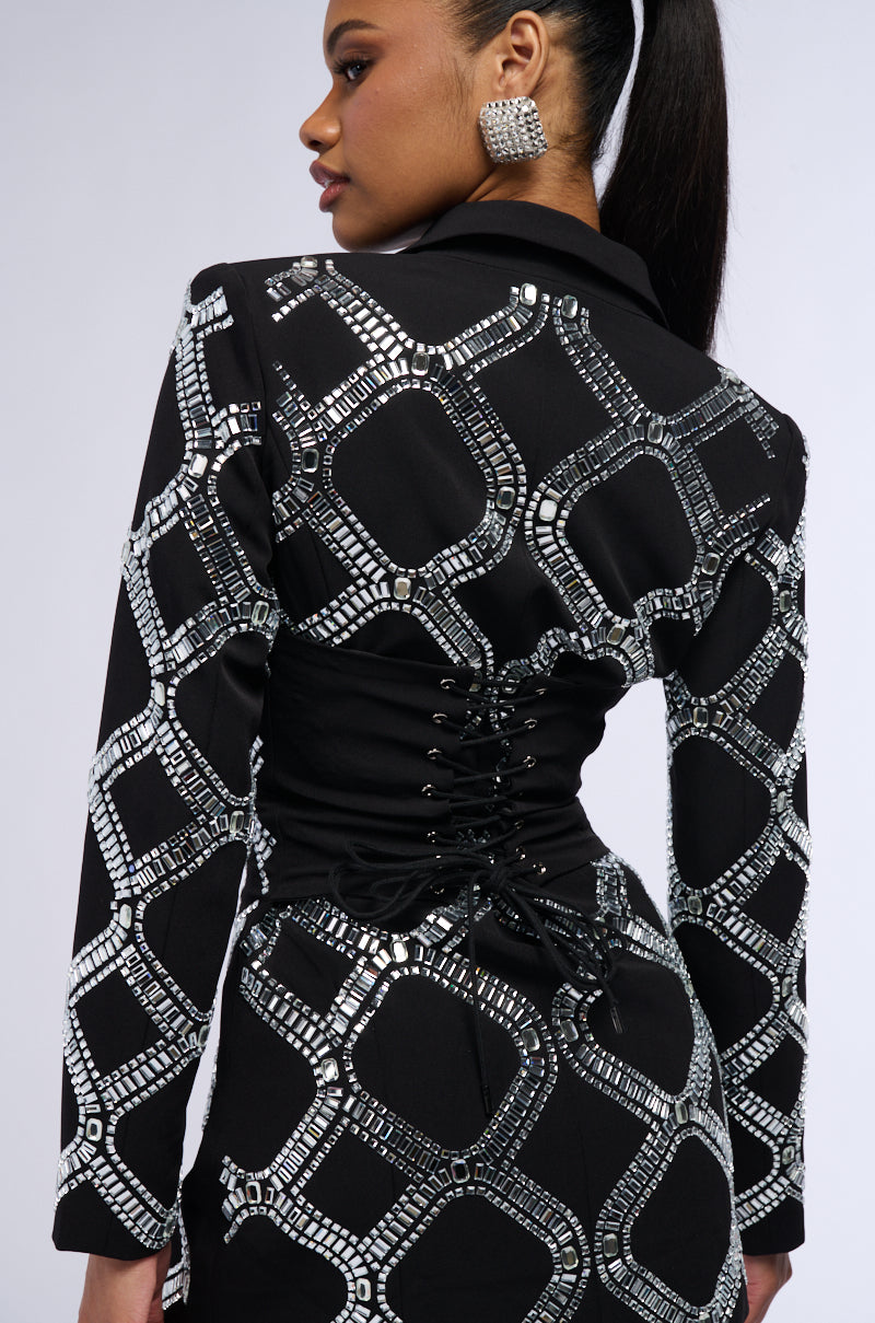 Look At Me Rhinestone Blazer Dress