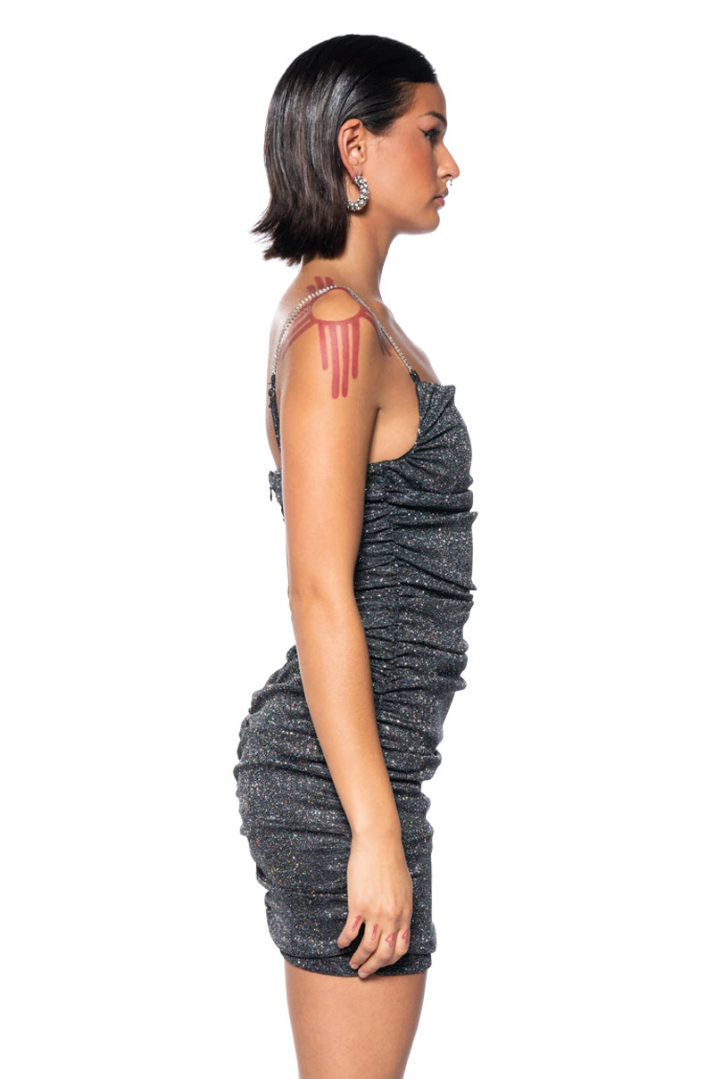 Make A Wish Shimmer Ruched Mini Dress