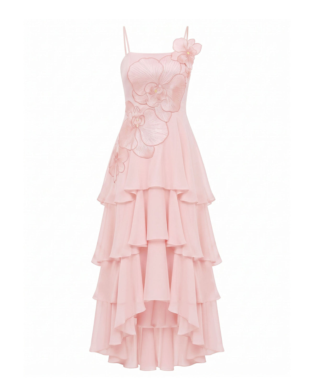 Orchid Embroidered Layered Maxi Dress - Pink