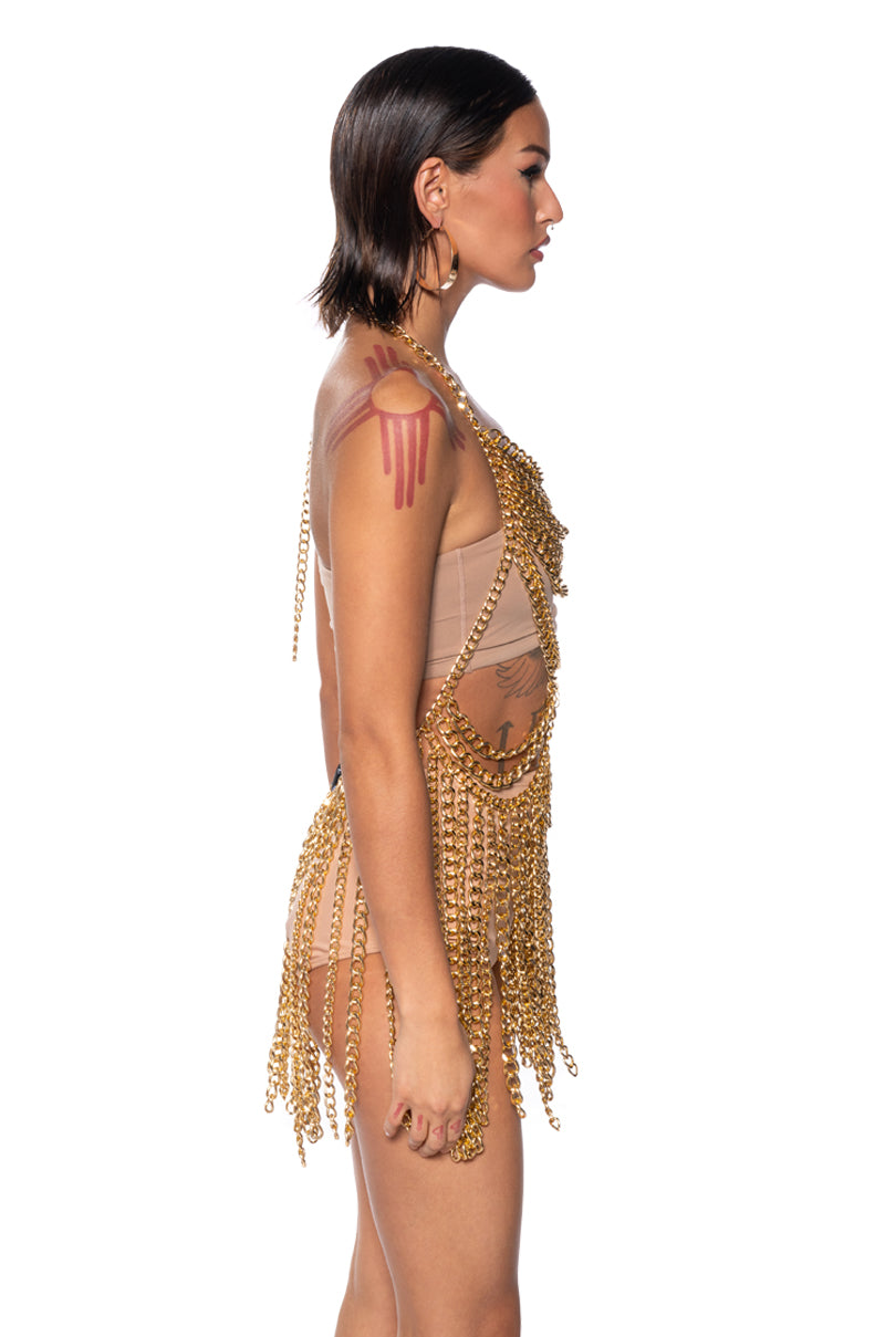 Goodbye Chain Angel Overlay Maxi Dress