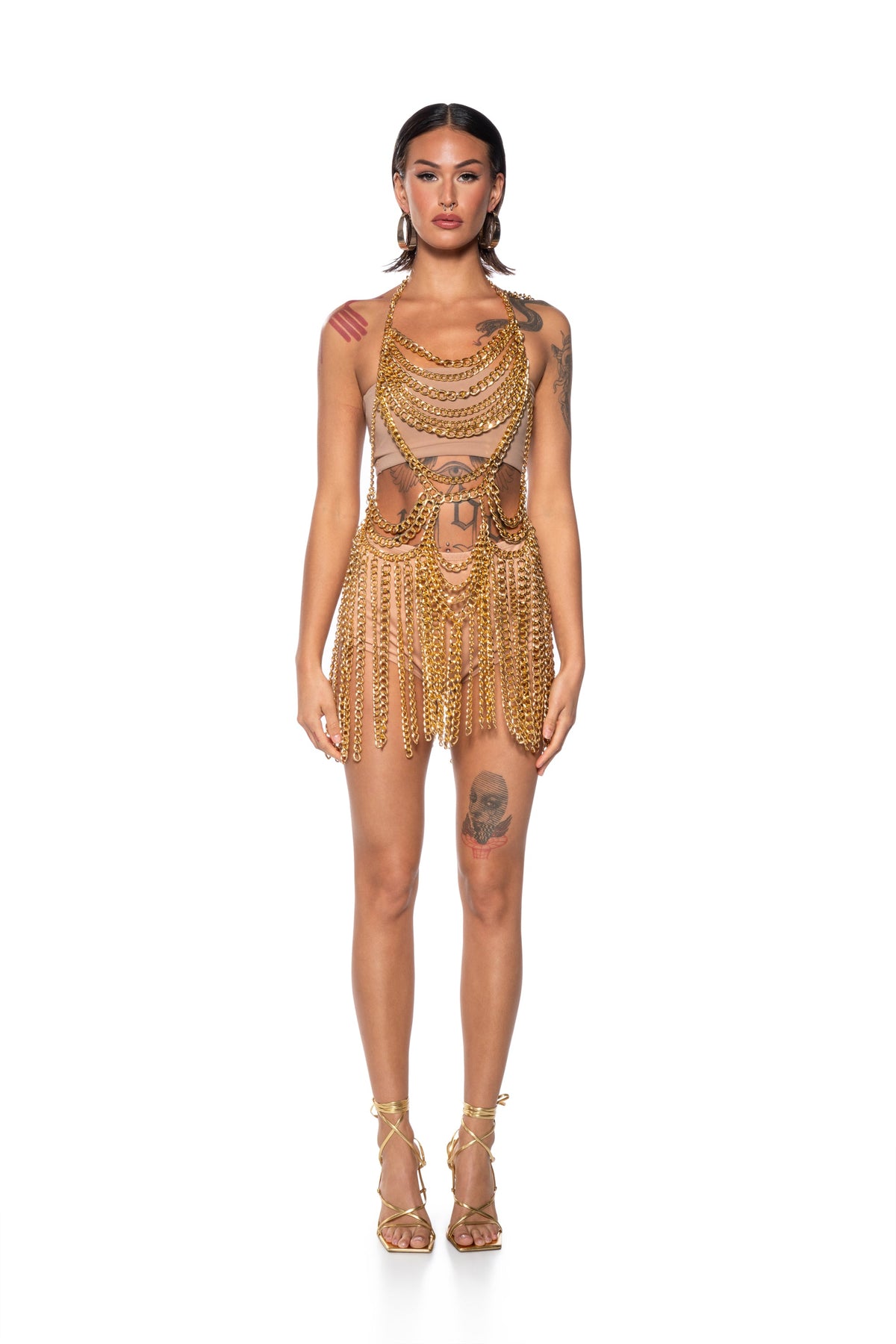 Goodbye Chain Angel Overlay Maxi Dress
