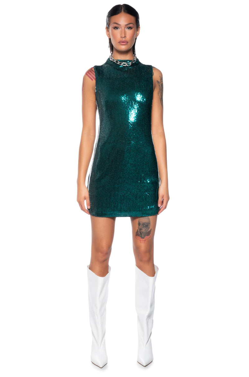 Off To The Races Sequin Striped Mini Dress