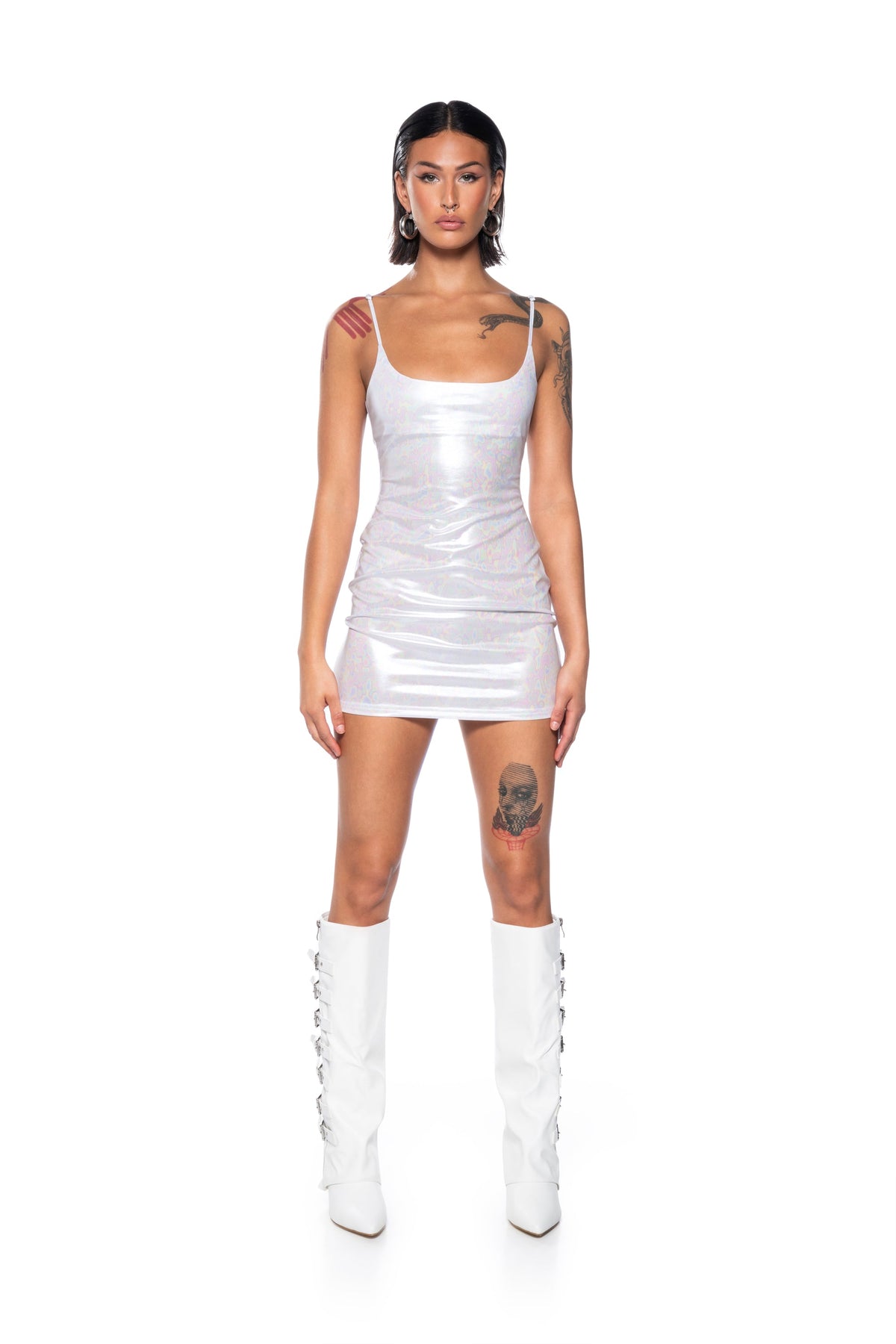 Oil Spill Metallic Mini Dress