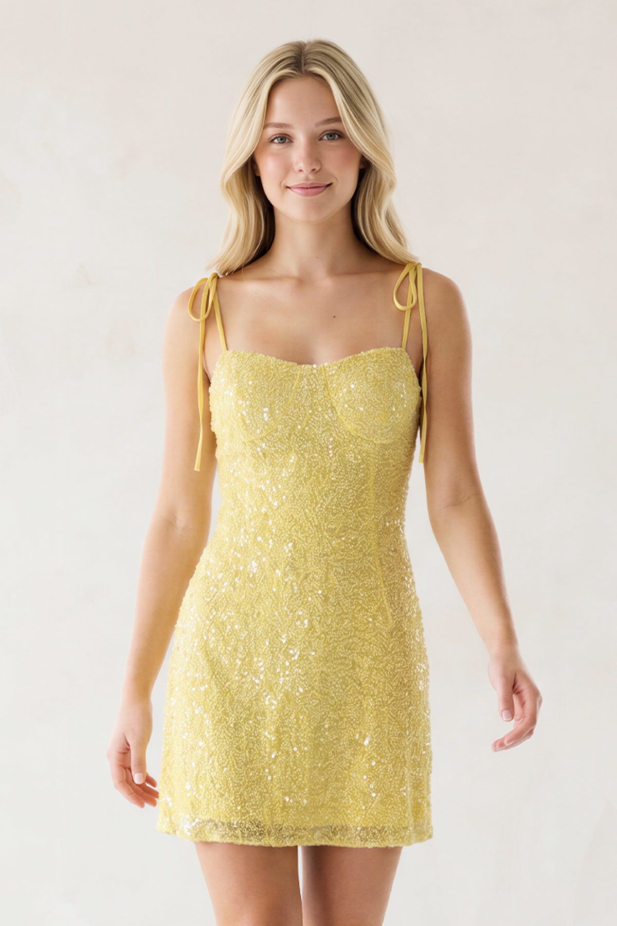 Yellow Sweetheart  Sheath Sequins Short Homecoming Dresses