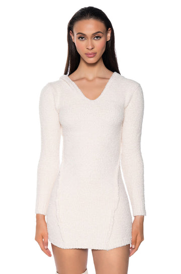 On Dnd Cozy Knit Hooded Mini Dress
