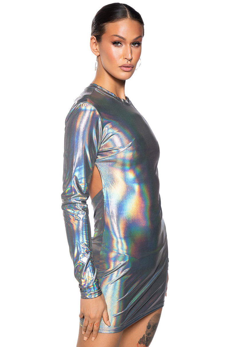 Party In The Back Metallic Mini Dress