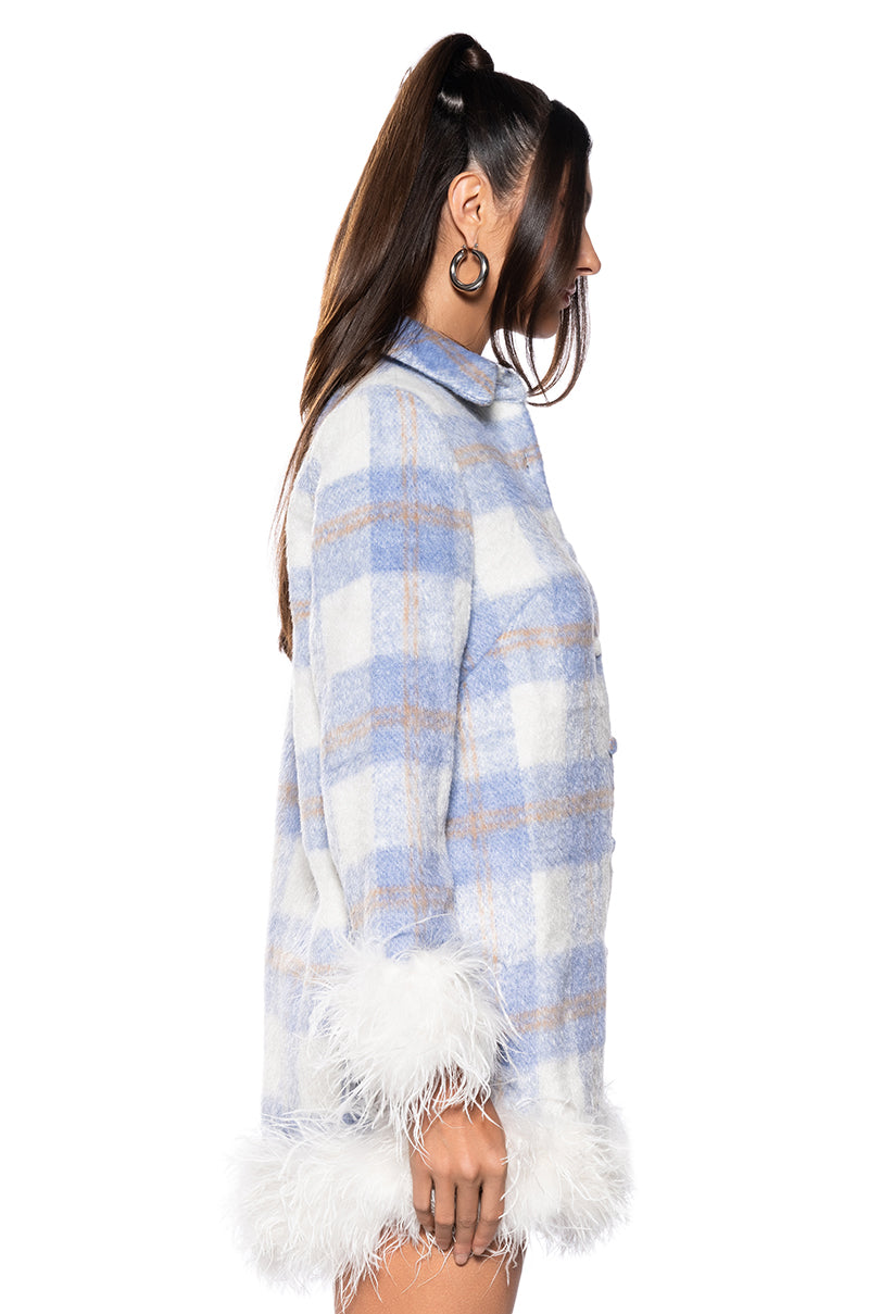 Pazazz Plaid Mini Dress With Fur