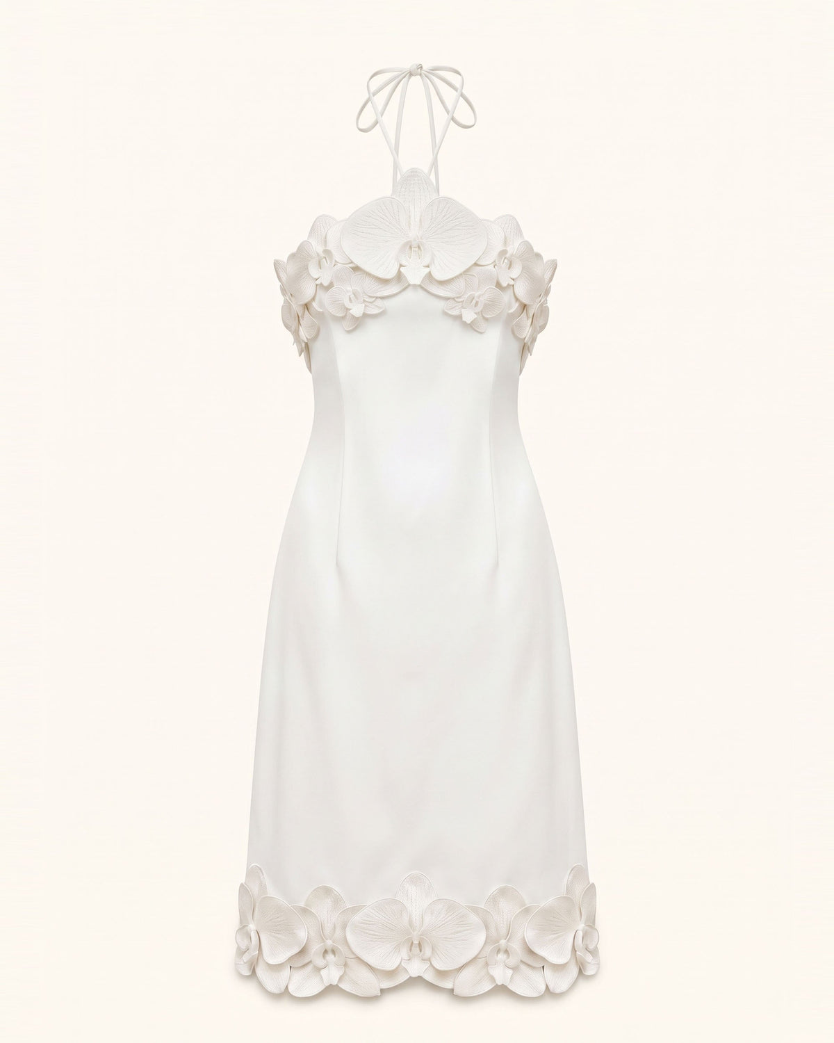 Orchid Embroidered Halter Midi Dress - White