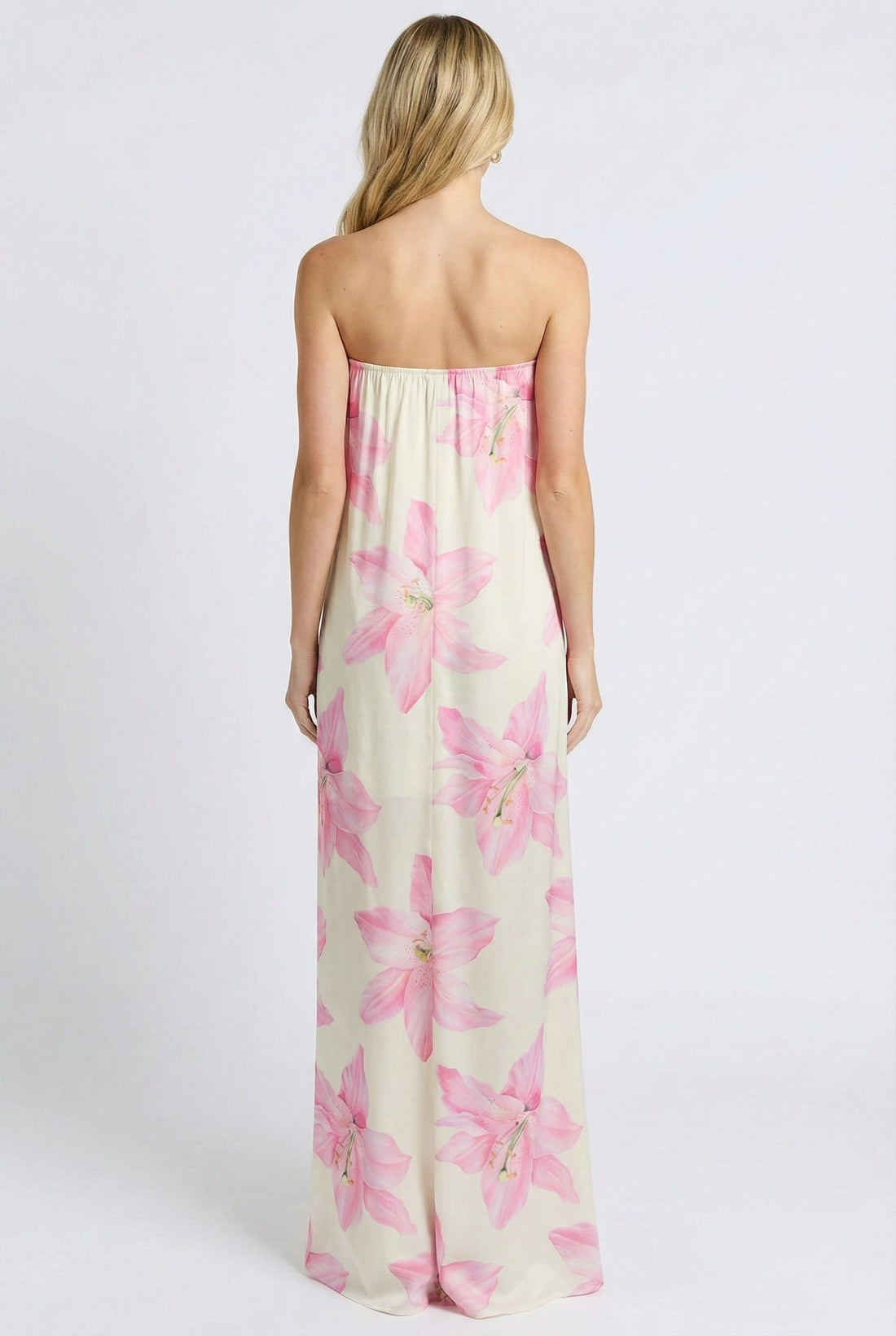 Petal Veil Strapless Maxi Dress