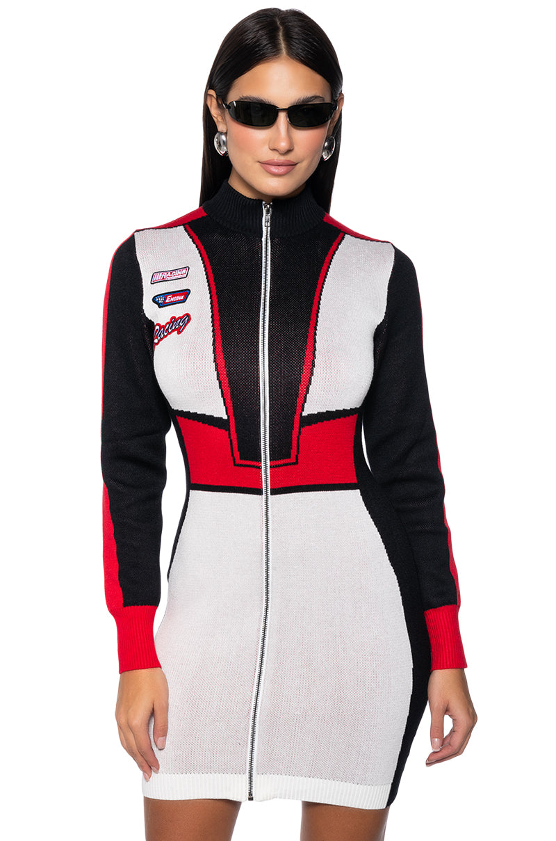 Racing Knit Bodycon Dress