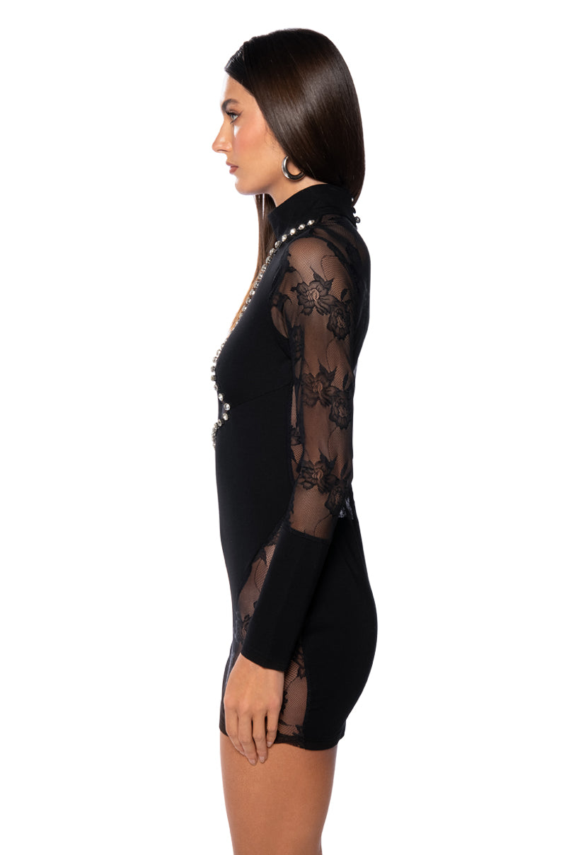 Ramona Lace Embellished Mini Dress