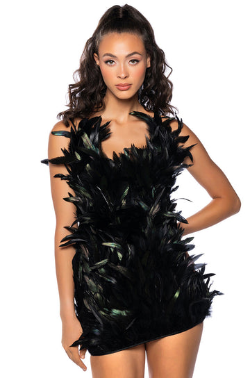 Raven Feather Mini Dress