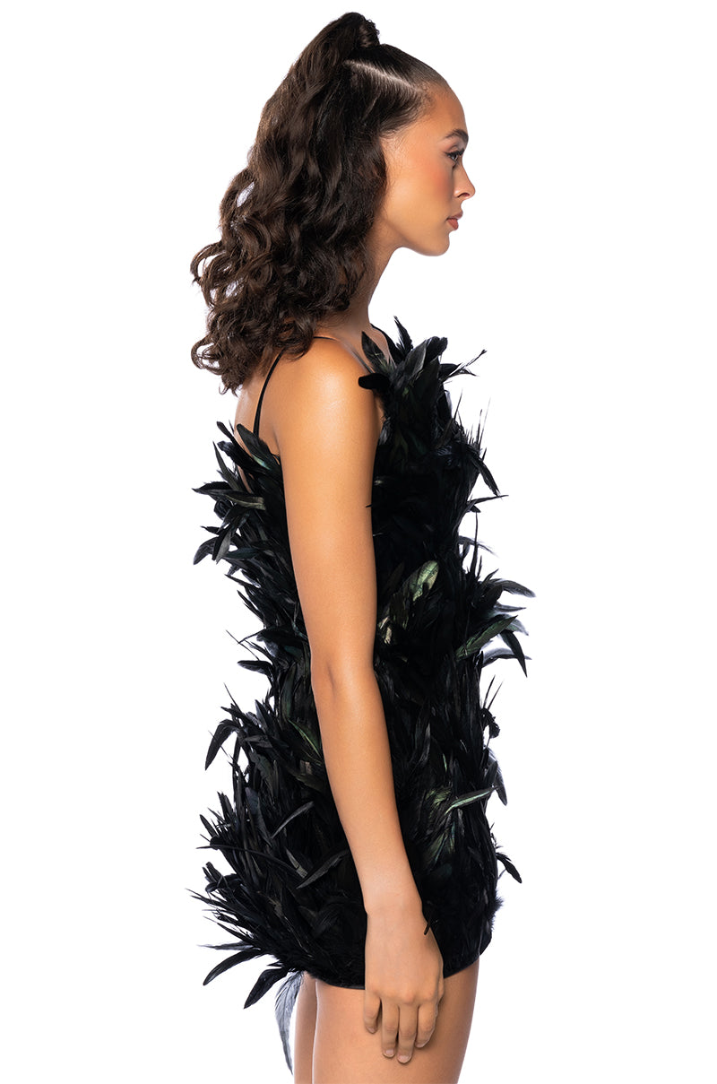 Raven Feather Mini Dress