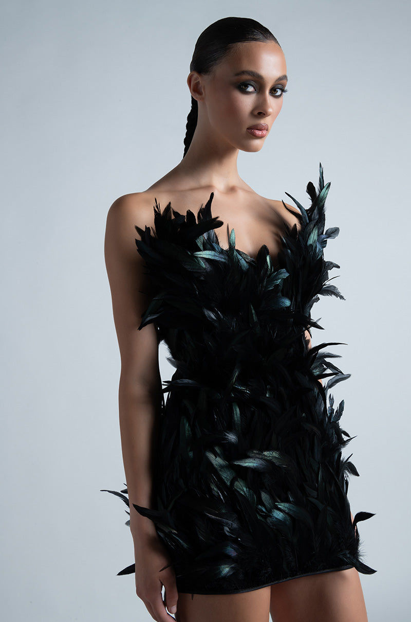 Raven Feather Mini Dress