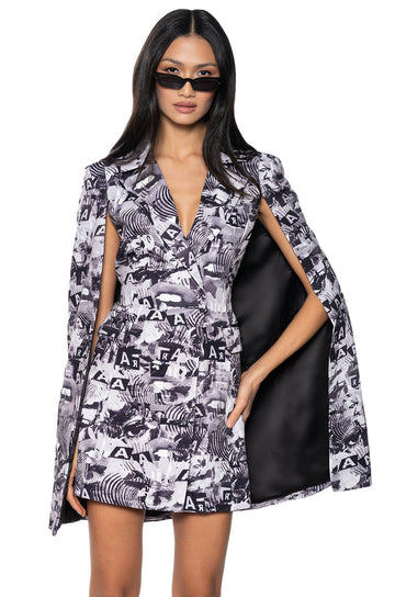 Read All About It Printed Blazer Dress