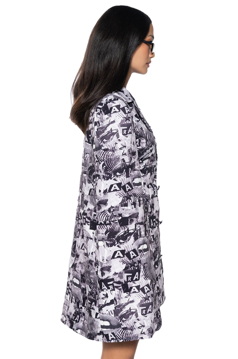 Read All About It Printed Blazer Dress