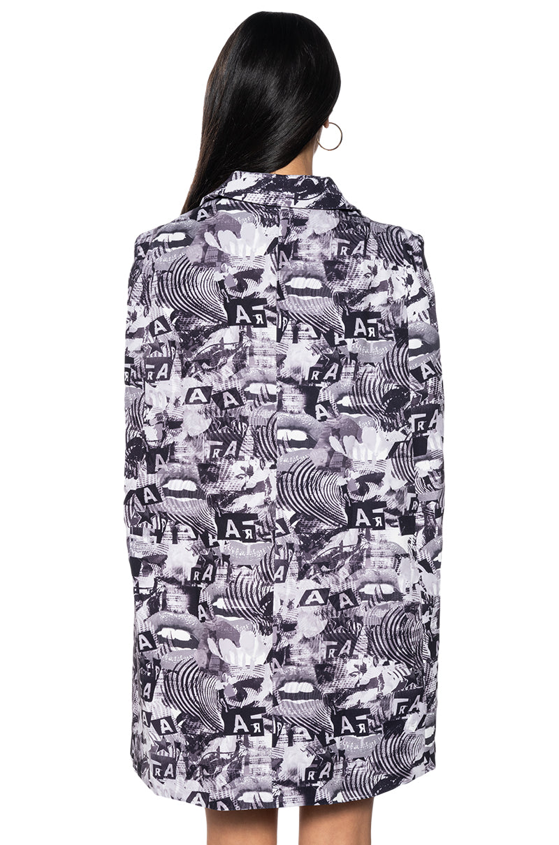 Read All About It Printed Blazer Dress