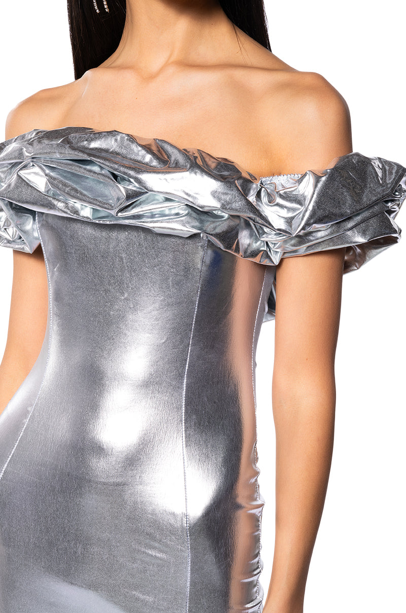 Riley Lace Up Metallic Mini Dress