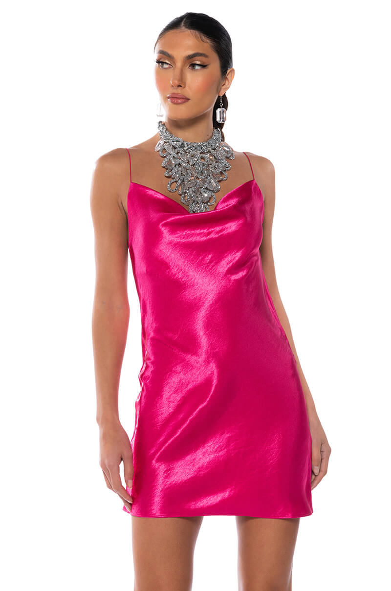 Romance Lives On Cowl Neck Mini Dress