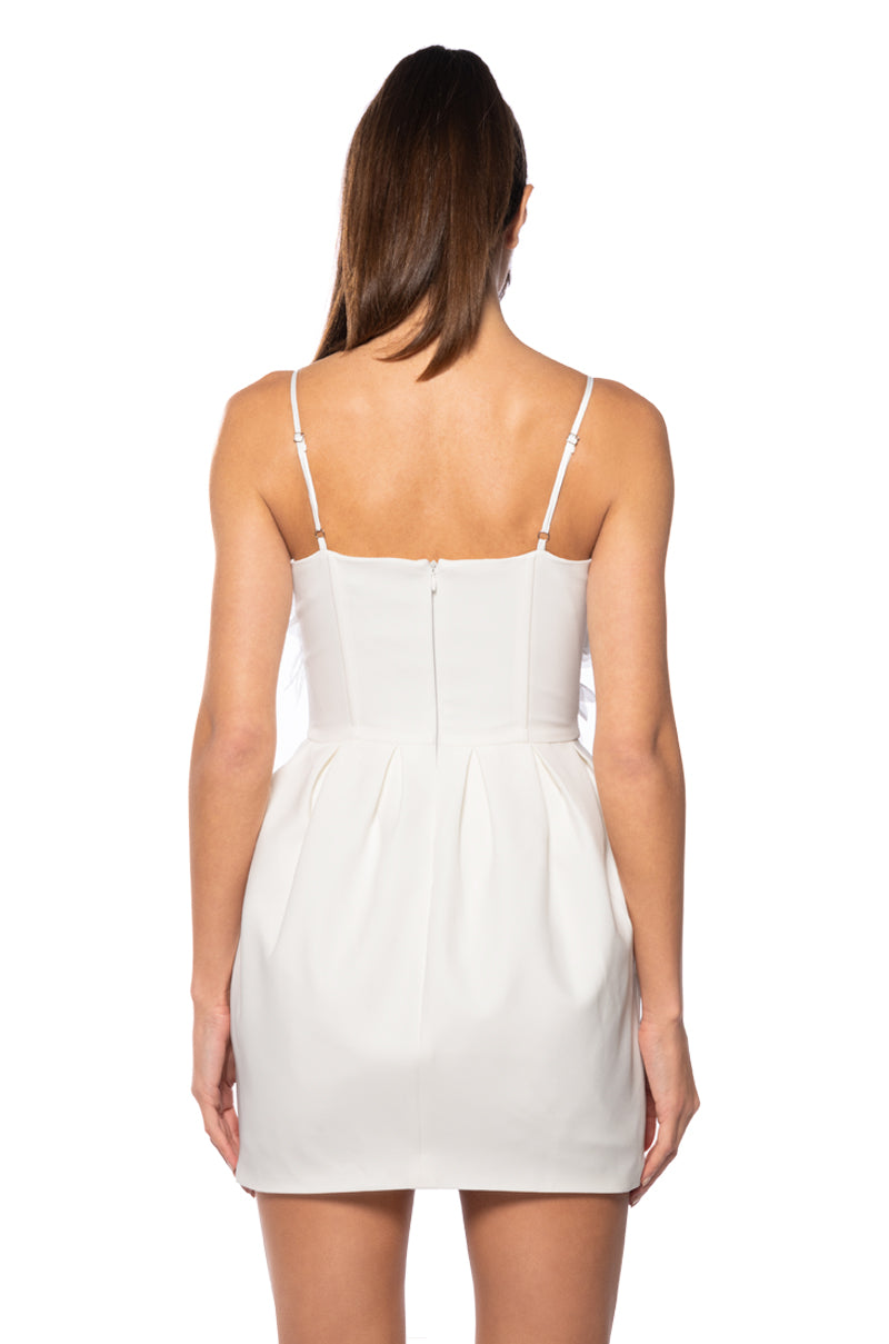 Gaia Floral Feather Applique Sleeveless Mini Dress