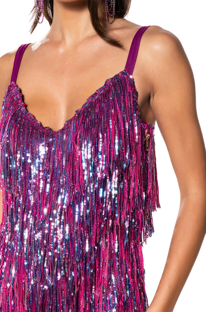 Show Up Fringe Mini Dress