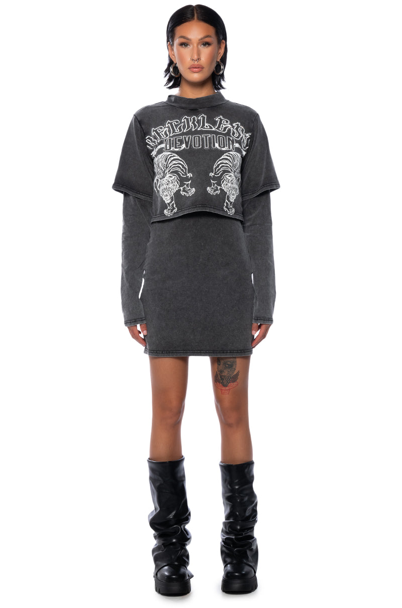 Skater Girl Embellished Graphic Tshirt Mini Dress