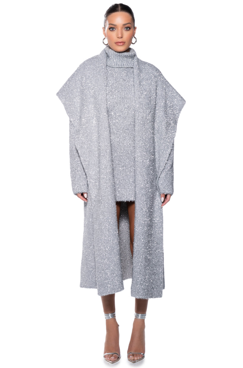 Spark For Life Knit Glitter Mini Dress In Silver