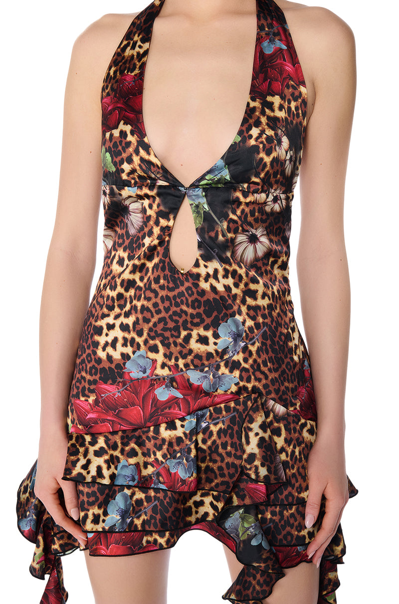 Spicy Ruffle Printed Mini Dress