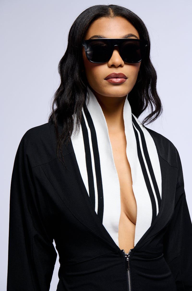 Sporty Chic Zip Up Mini Dress