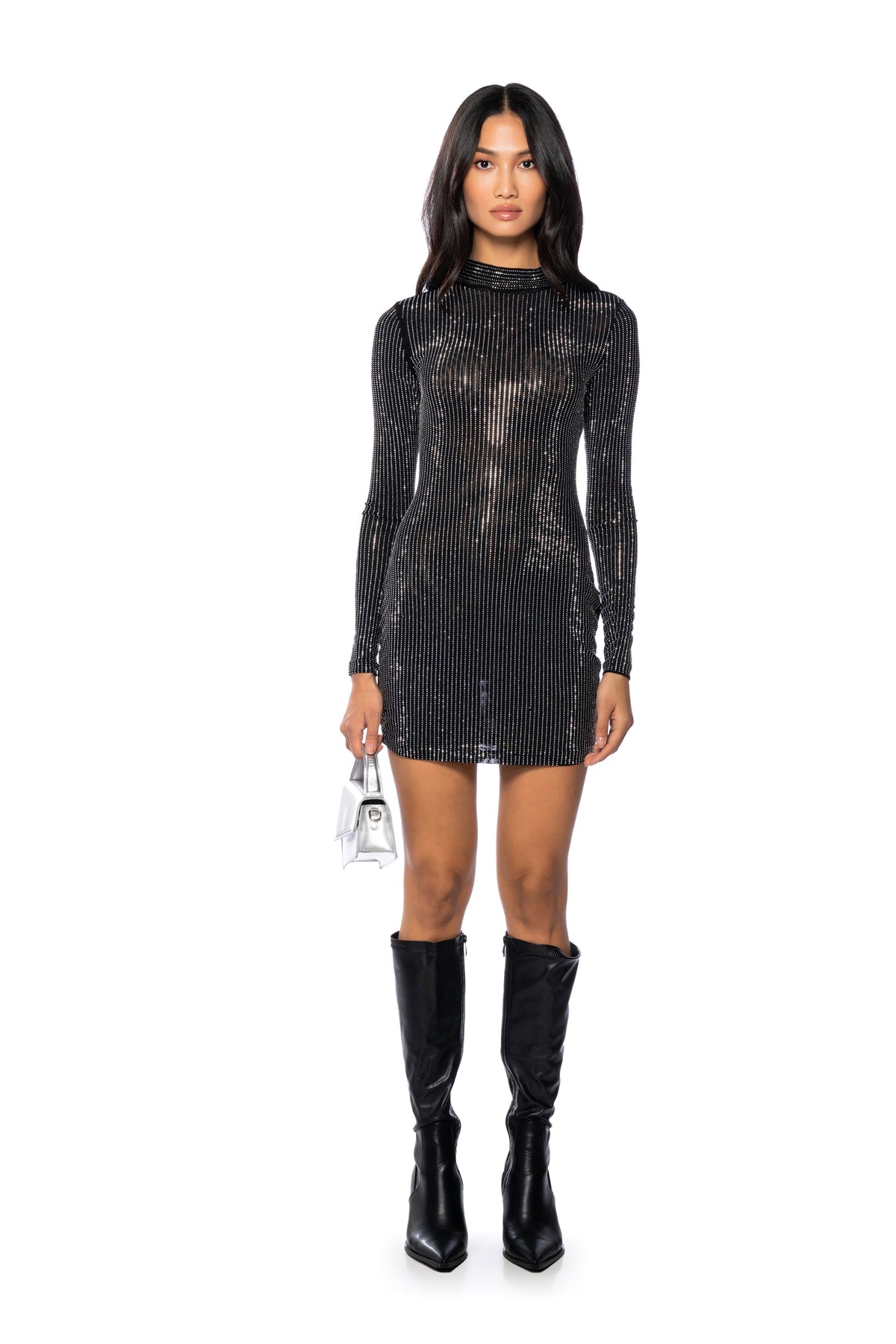 Starships Mesh Embellished Mini Dress