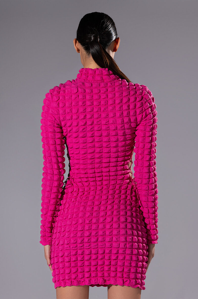 Sultry Long Sleeve Mock Neck Cut Out Mini Dress