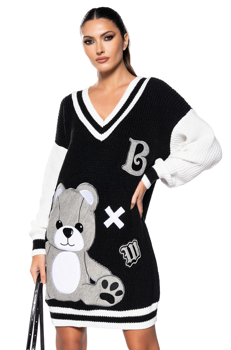 Teddy Knit Sweater Mini Dress